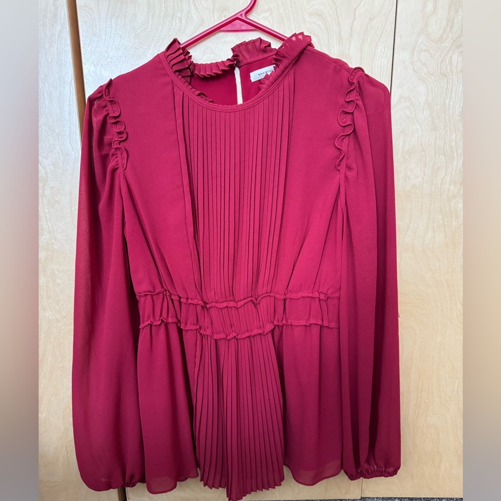 Max Studio Women's Pleated peplum Blouse